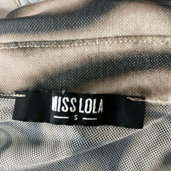 Miss Lola Dress Women Small Brown Retro Mesh Long Sleeve Button Up Casual Mini - Picture 5 of 15